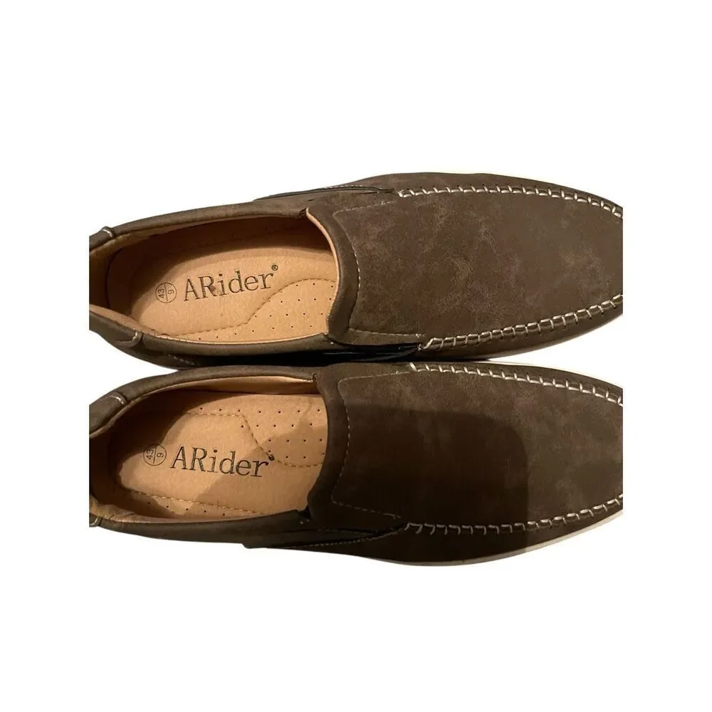 New ARider Mens Brown Comfort Slip-On Suede Loafers Casual Shoes Size 7